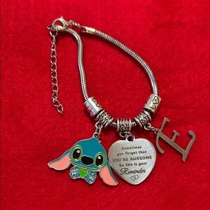 charm Bracelet with Blue Character name Stitch.